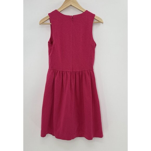 J.Crew Factory DayBreak Fuchsia Cotton Dress Pockets Size XS Preppy FLAWS - Picture 2 of 14